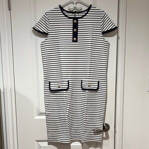 Isaac Mizrahi Navy and White Striped Casual Kids Dress